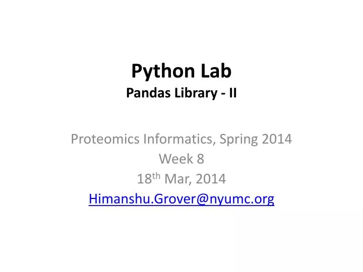 python lab pandas library ii