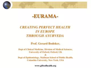 -EURAMA- CREATING PERFECT HEALTH IN EUROPE THROUGH AYURVEDA
