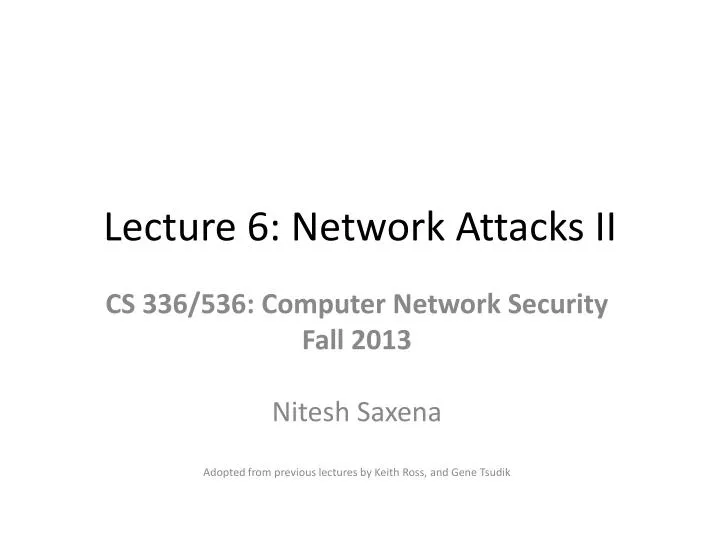 lecture 6 network attacks ii