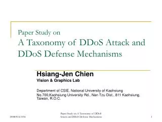paper study on a taxonomy of ddos attack and ddos defense mechanisms