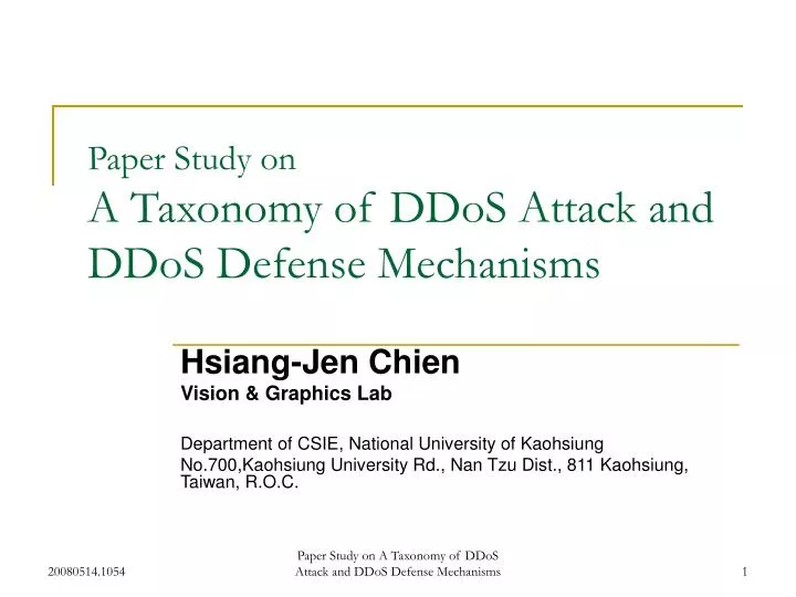 paper study on a taxonomy of ddos attack and ddos defense mechanisms