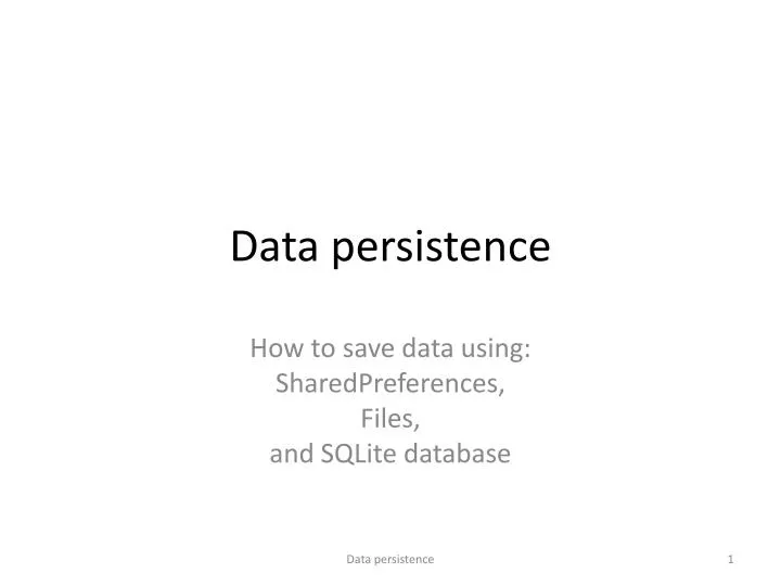 data persistence