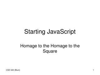 Starting JavaScript