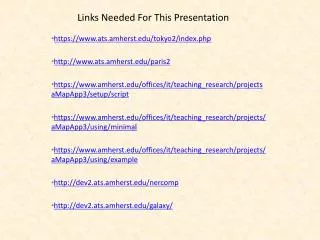 Links Needed For This Presentation