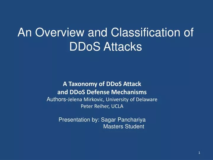 an overview and classification of ddos attacks