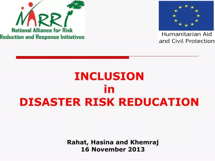 inclusion in disaster risk reducation