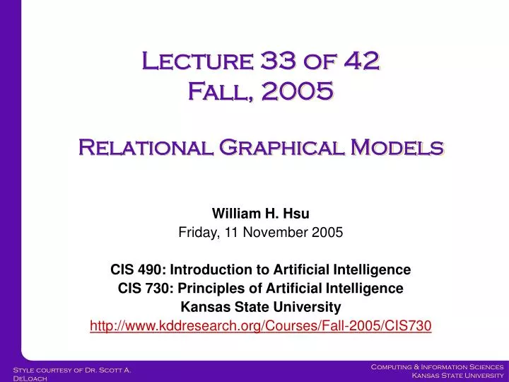 lecture 33 of 42 fall 2005 relational graphical models