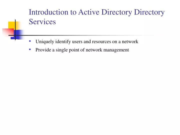introduction to active directory directory services