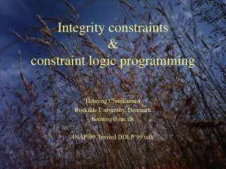 Integrity constraints &amp; constraint logic programming