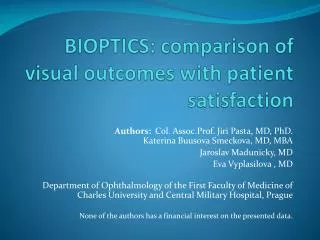 BIOPTICS: comparison of visual outcomes with patient satisfaction