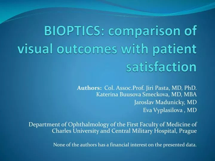 bioptics comparison of visual outcomes with patient satisfaction