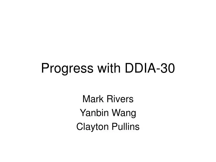 progress with ddia 30