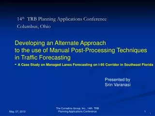 14 th TRB Planning Applications Conference Columbus, Ohio