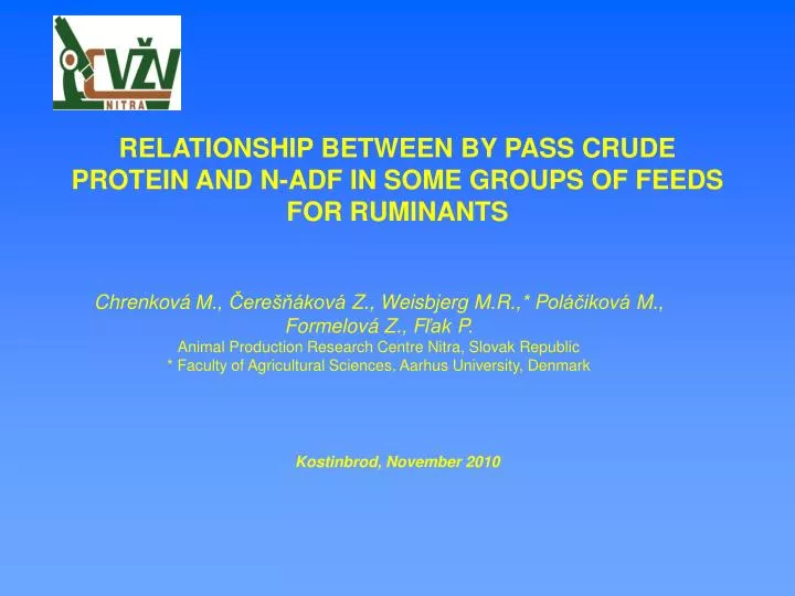 relationship between by pass crude protein and n adf in some groups of feeds for ruminants