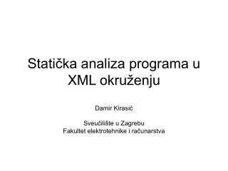 stati ka analiza programa u xml okru enju