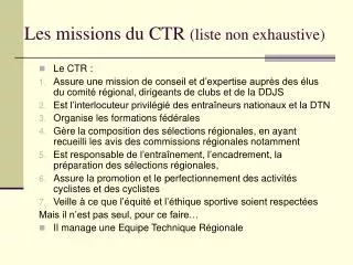 les missions du ctr liste non exhaustive