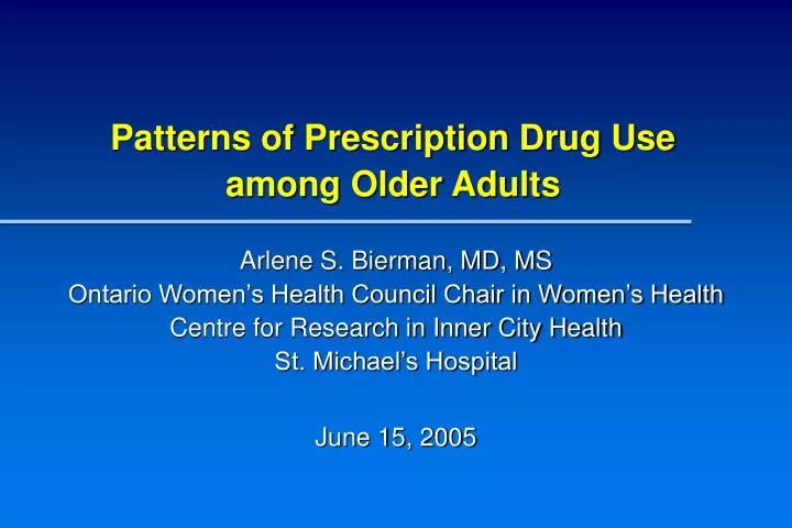patterns of prescription drug use among older adults