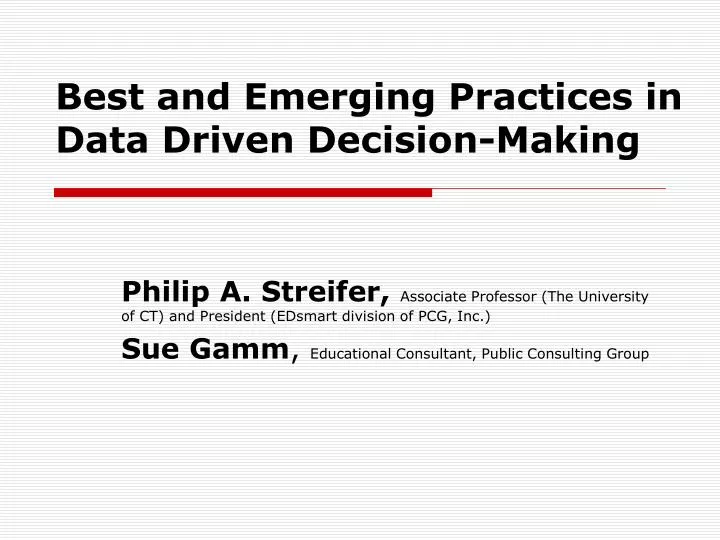 best and emerging practices in data driven decision making