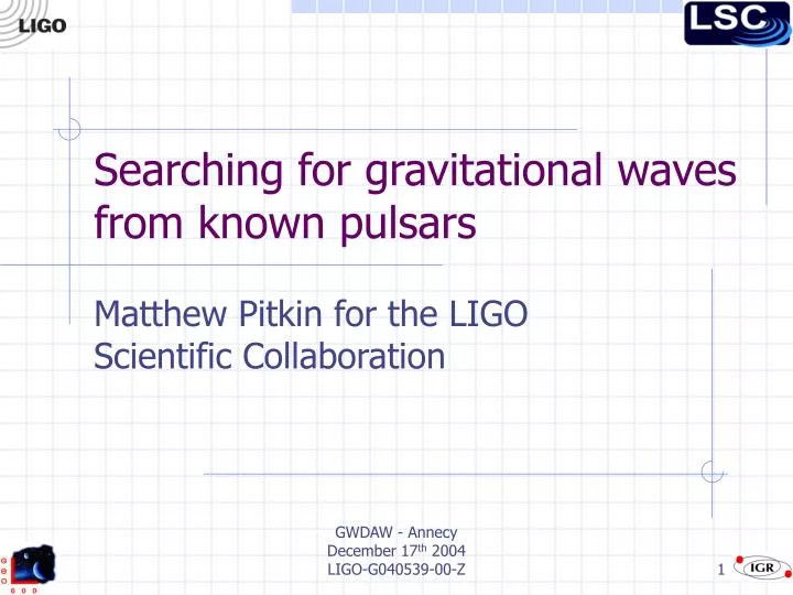 searching for gravitational waves from known pulsars