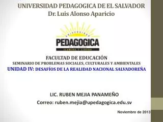 universidad pedagogica de el salvador dr luis alonso aparicio