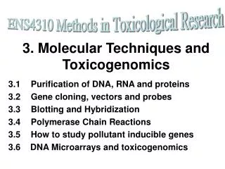 3. Molecular Techniques and Toxicogenomics