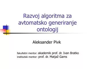 razvoj algoritma za avtomatsko generiranje ontologij