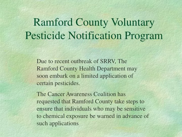 ramford county voluntary pesticide notification program