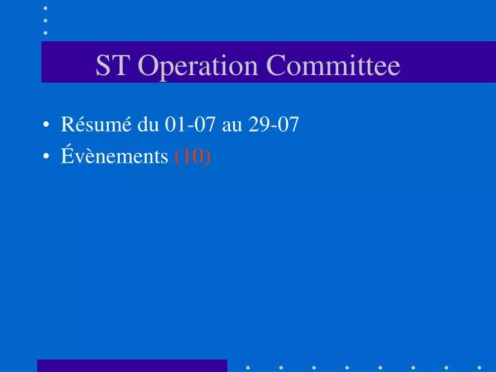 st operation committee