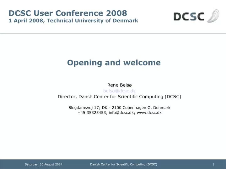 dcsc user conference 2008 1 april 2008 technical university of denmark