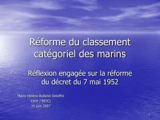 r forme du classement cat goriel des marins