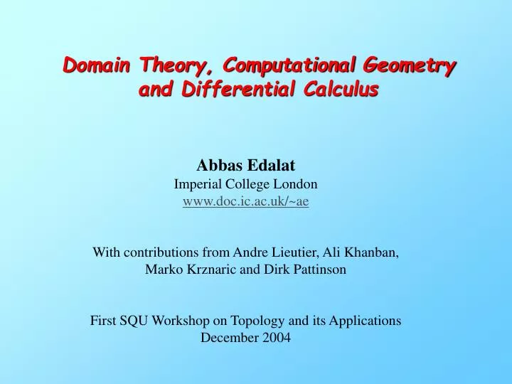 domain theory computational geometry and differential calculus