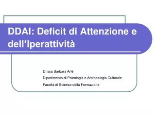 ddai deficit di attenzione e dell iperattivit