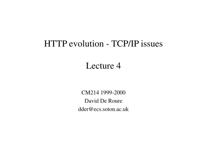 http evolution tcp ip issues lecture 4