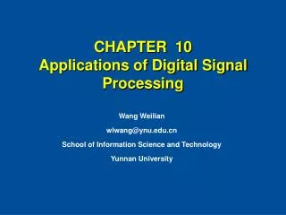 CHAPTER 10 Applications of Digital Signal Processing
