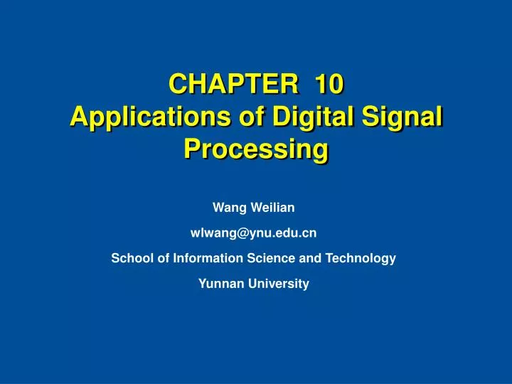 chapter 10 applications of digital signal processing