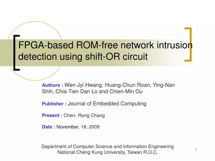 fpga based rom free network intrusion detection using shift or circuit