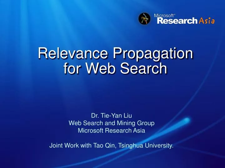 relevance propagation for web search