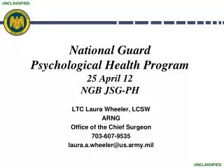 National Guard Psychological Health Program 25 April 12 NGB JSG-PH