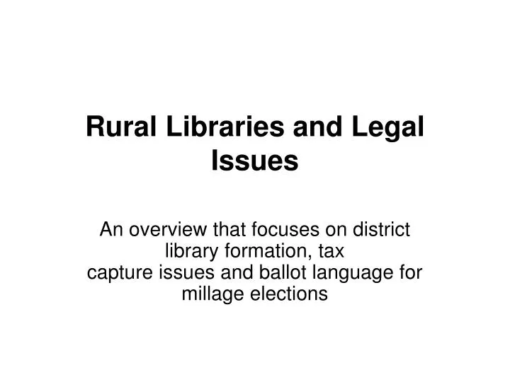 rural libraries and legal issues