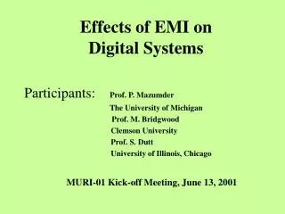 Effects of EMI on Digital Systems