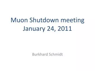 Muon Shutdown meeting January 24 , 2011