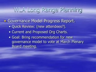 wla long range planning