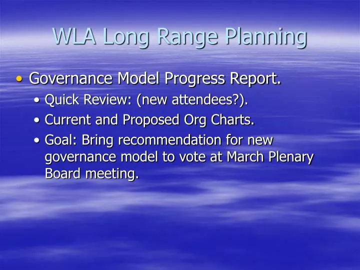 wla long range planning