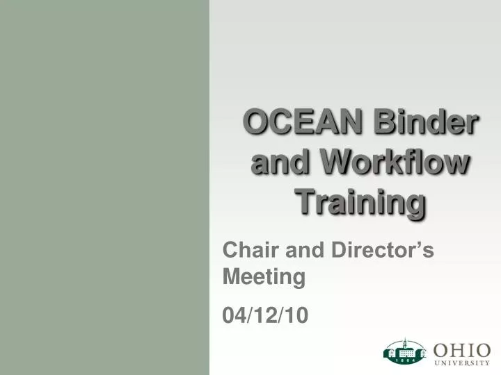 ocean binder and workflow training