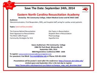 Save The Date: September 24th, 2014