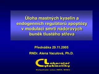 Přednáška 29.11.2005 RNDr. Alena Vaculová, Ph.D.