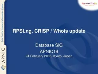 RPSLng, CRISP / Whois update