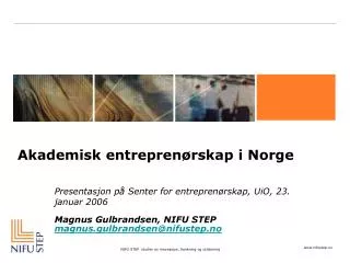 akademisk entrepren rskap i norge