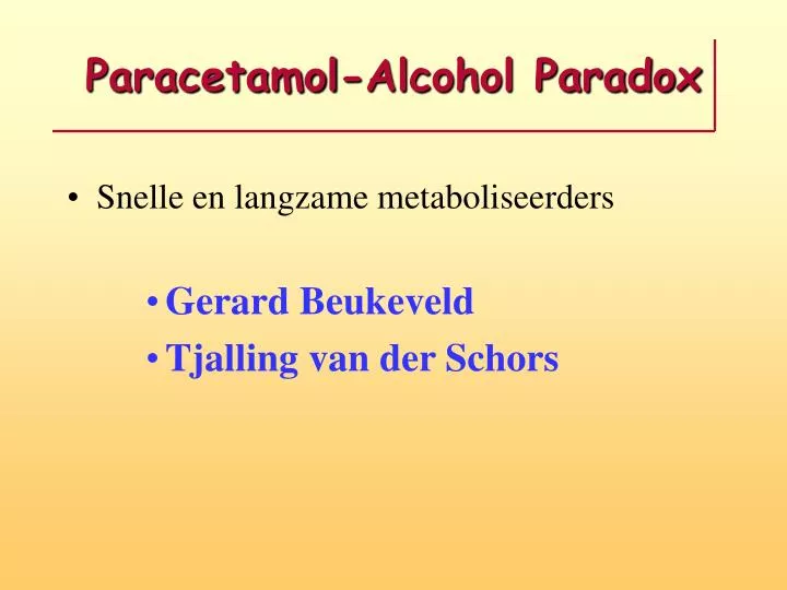 paracetamol alcohol paradox