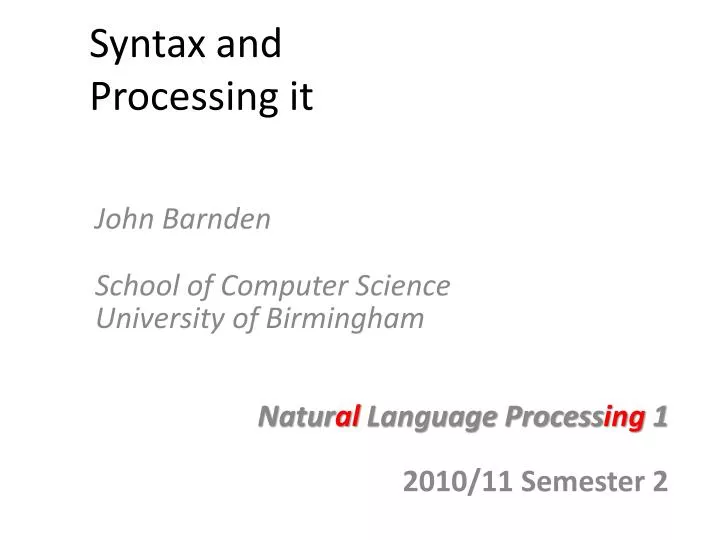 syntax and processing it